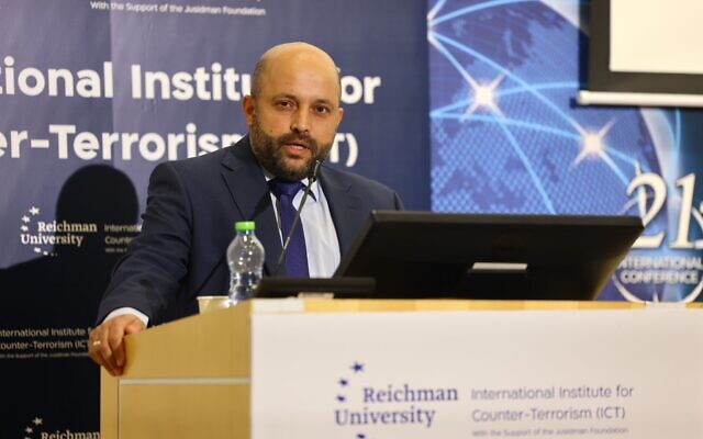 National Security Adviser Eyal Hulata speaks at the annual conference of the Institute for Counter-Terrorism Policy (ICT) at Reichman University in Herzliya on September 15, 2022. (Gilad Kavalerchik)
