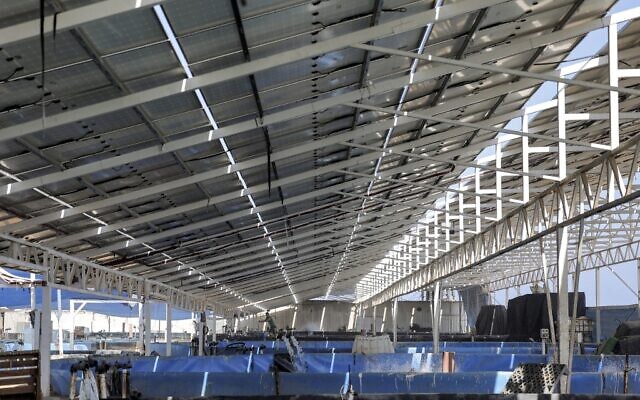 A solar farm facility powering "The Sailor" seafood restaurant in Gaza City (MOHAMMED ABED / AFP)