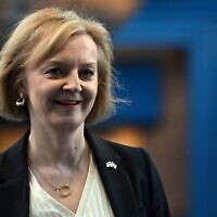 British Prime Minister Liz Truss arrives for the main speeches on the second day of the annual Conservative Party Conference in Birmingham, central England, on October 3, 2022. (Paul Ellis/AFP)