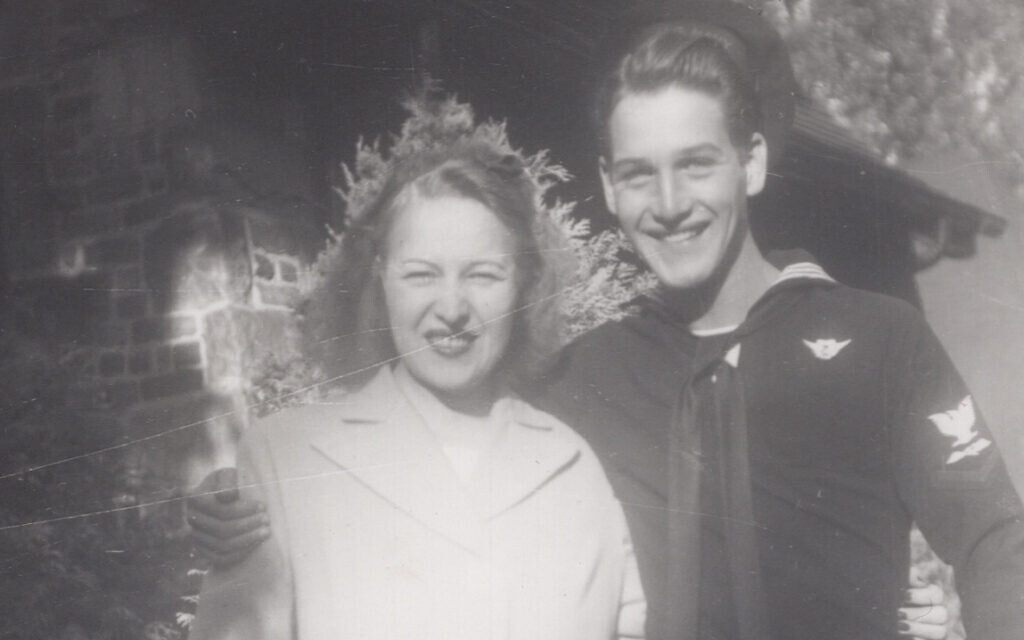 Paul Newman in his Navy uniform with his mother Tress, 1944. (Newman Family Collection)