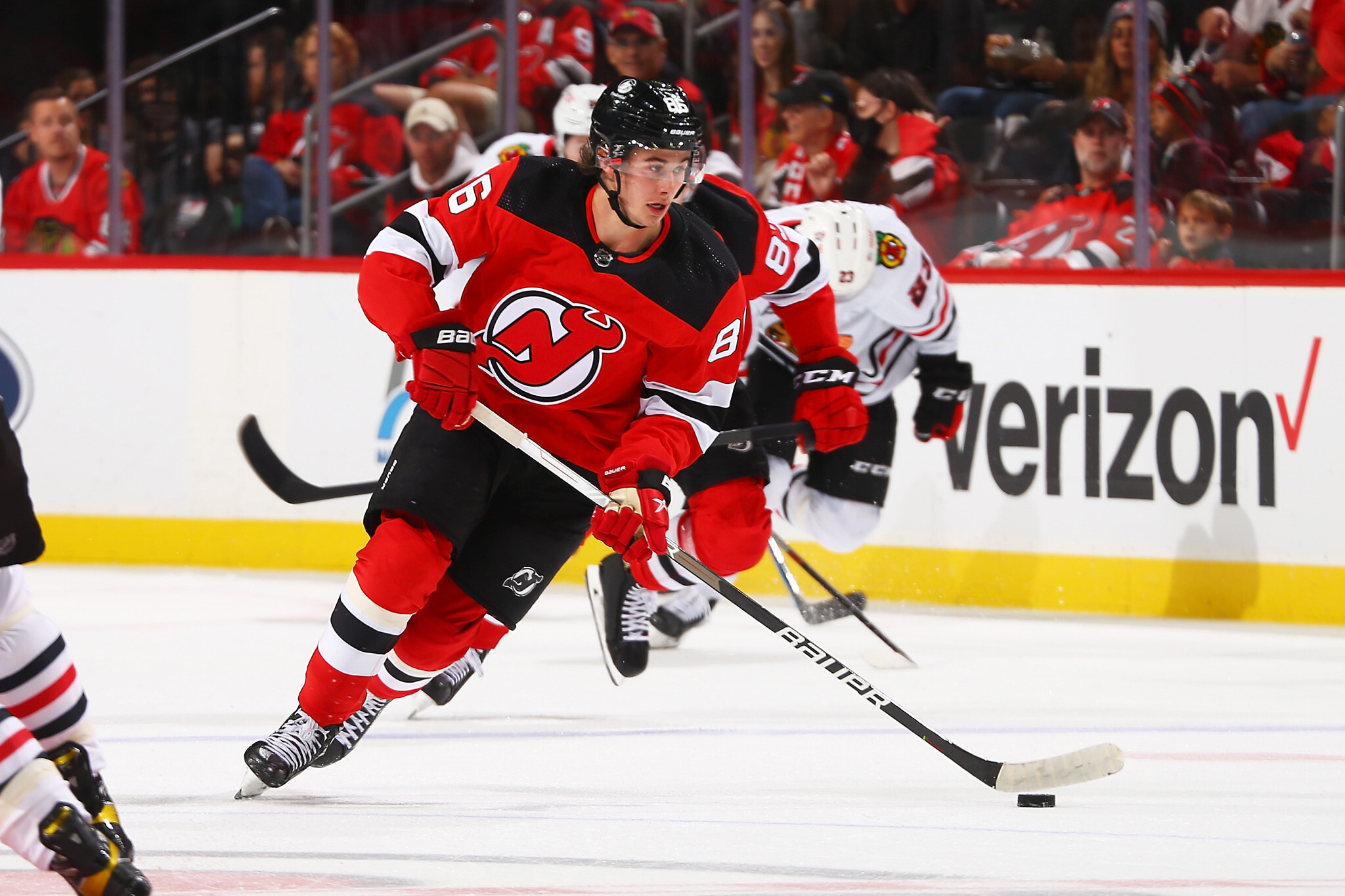 Ondrej Palat of the New Jersey Devils skates against the San Jose News  Photo - Getty Images