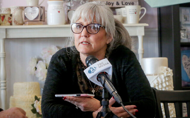 Baker Cathy Miller talks during an interview with The Californian in 2018, in Bakersfield, California. (Henry A. Barrios/The Bakersfield Californian via AP)