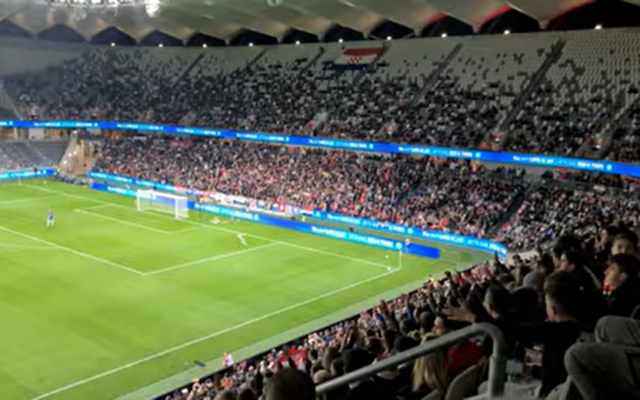 The crowd at a soccer game between A-League side Macarthur FC and semi-professional Sydney United 58, Commbank Stadium, Sydney, Australia, October 1, 2022. (YouTube screenshot, used in accordance with Clause 27a of the Copyright Law)