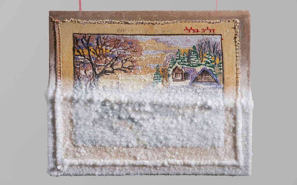 An embroidered work created for a group project by Sigalit Landau for 'The Burning Sea' at the Israel Museum through June 2023 (Courtesy Sigalit Landau)