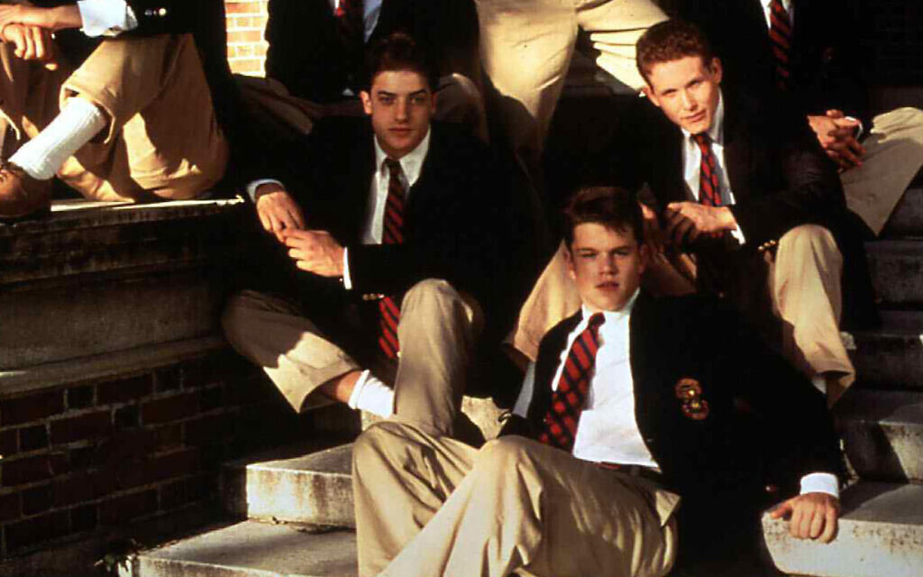 Cast members of 'School Ties,' from left: Brendan Fraser, Matt Damon and Cole Hauser. (FilmPublicity/United Archives via Getty Images/ via JTA)