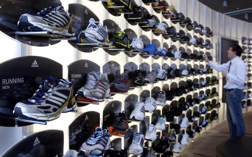 In this May 7, 2009 file photo, shoes of German sportswear company Adidas are offered for sale in an outlet store in Herzogenaurach, Germany. (AP/Matthias Schrader)