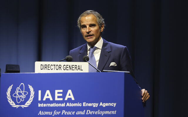 Director General Rafael Mariano Grossi speaks at the 66th General Conference of the International Atomic Energy Agency (IAEA) in Vienna, Austria, September 26, 2022. (Theresa Wey/AP)