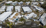 An aerial view of a damaged trailer park after Hurricane Ian passed by the area in Fort Myers, Florida, October 1, 2022. (Steve Helber/AP)