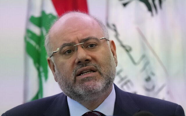 Lebanon's Health Minister Firas Abiad speaks during a press conference on the first case of cholera, in Beirut, Lebanon, Friday, Oct. 7, 2022. Abiad announced the crisis-hit country's first case of cholera in decades. (AP Photo/Hussein Malla)