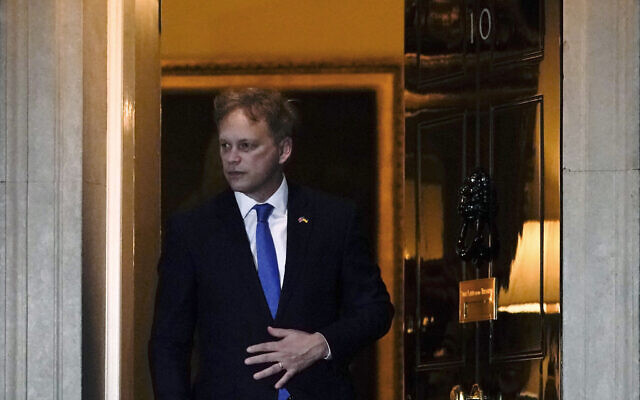 Grant Shapps leaves 10 Downing Street after being appointed as Home Secretary following Suella Braveman's resignation, in London, Wednesday, Oct. 19, 2022. (AP Photo/Alberto Pezzali)