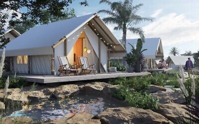 A rendering of a glamping tent as part of the new Dan Hotel development Eilat. (Courtesy/ Dan Group)