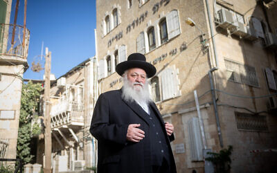United Torah Judaism chairman Rabbi Yitzchak Goldknopf poses for a picture in Jerusalem on September 13, 2022. (Yonatan Sindel/Flash90)
