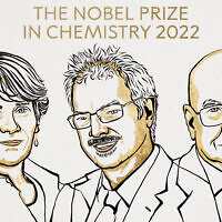 (From left) Carolyn R. Bertozzi, Morten Meldal and K. Barry Sharplesshe, winners of the 2022 Nobel Prize in Chemistry 'for the development of click chemistry and bioorthogonal chemistry.' (Royal Swedish Academy of Sciences)