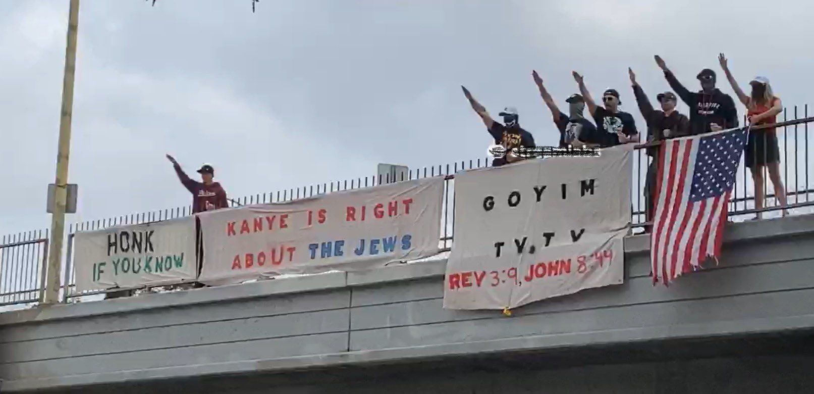 Antisemites hang banner over LA freeway declaring Kanye 'right about the  Jews