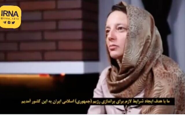 Screen capture from video of French citizen Cecile Kohler who is being held in Iran on suspicion of spying. (Twitter, used in accordance with Clause 27a of the Copyright Law)