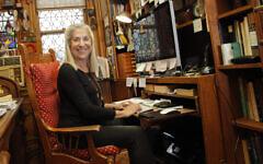 Letty Cottin Progrebin at her desk at home in New York (Mike Lovett)