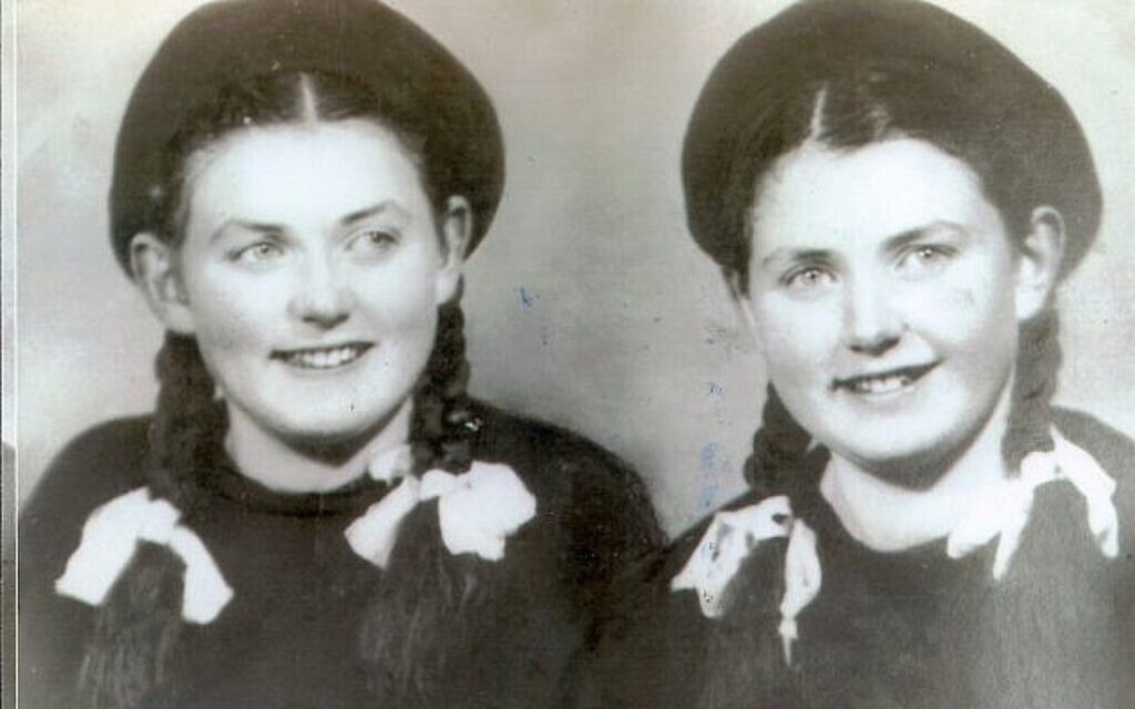 Twin sisters Miriam and Eva Mozes Kor in 1949 (courtesy)
