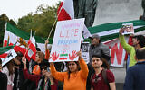 A demonstration in support of Iranian women in Montreal, Quebec, Canada, on October 1, 2022.(Mathiew Leiser/AFP)
