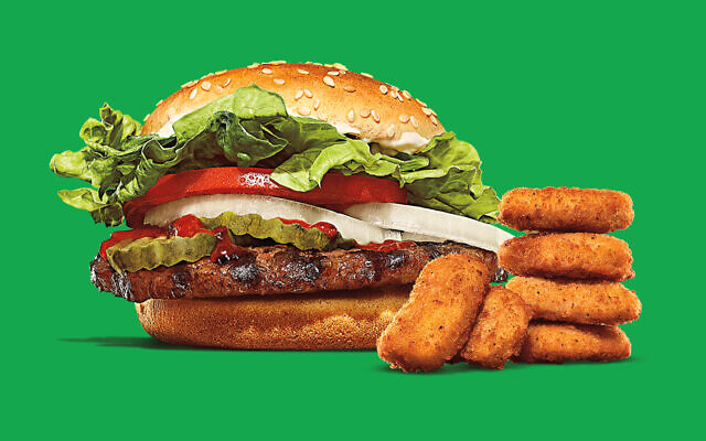 An illustration of the new plant-based burger and nuggets being served up in Israel, October 2022. (Burger King Israel)
