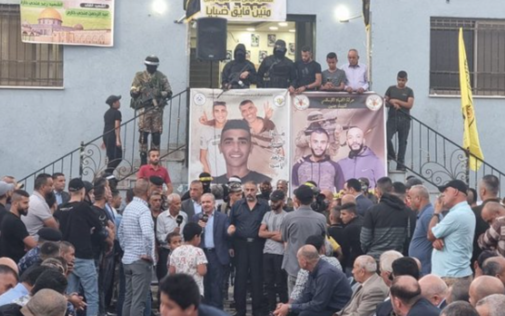 At Jenin gunmen mourning tent, Palestinian Authority PM speaks of ‘martyrs, victims’