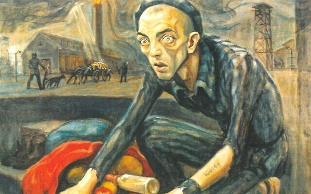 A Polish-French Jew, David Olère, painted Auschwitz-Birkenau death camp scenes after surviving the horrors there, including this self-portrait (Auschwitz-Birkenau State Museum)