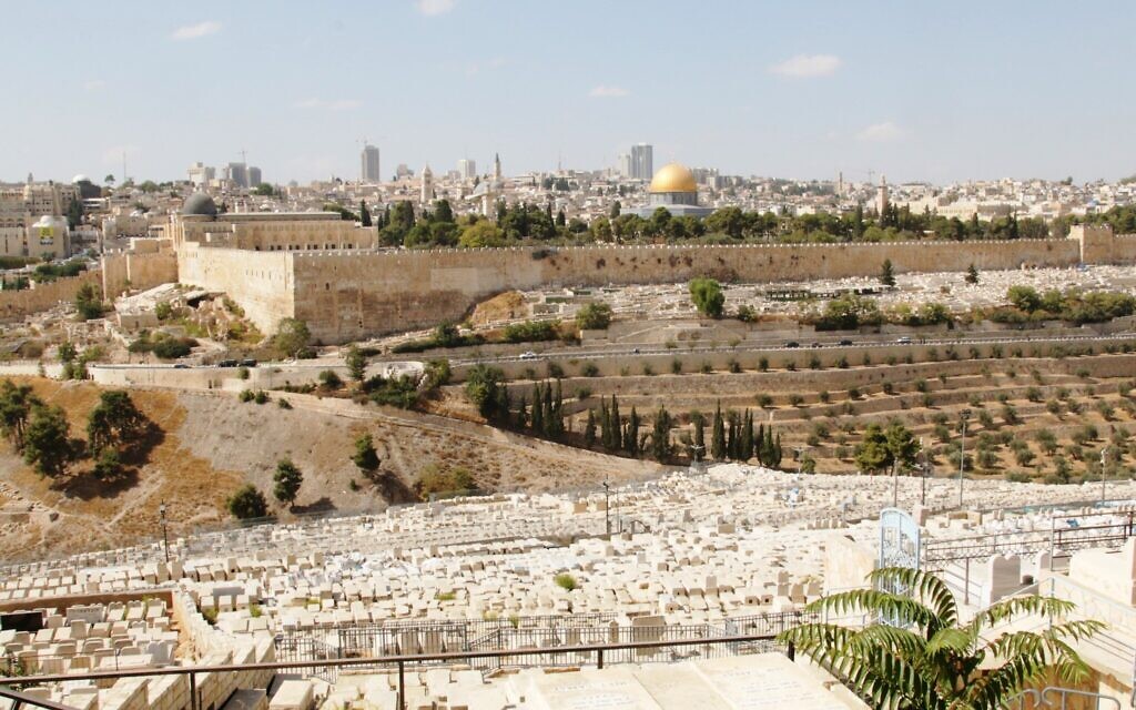 A view from fallen soldier Shimon Harrar's gravesite on the Mount of Olives in Jerusalem. (Shmuel Bar-Am)