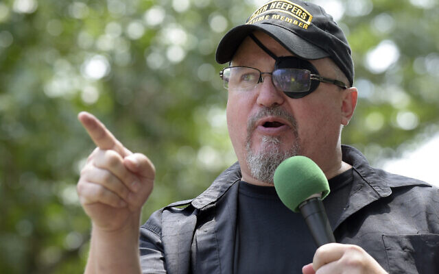 Stewart Rhodes, founder of the citizen militia group known as the Oath Keepers speaks during a rally outside the White House in Washington, on June 25, 2017. (AP/Susan Walsh)