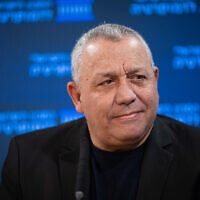National Unity MK Gadi Eizenkot speaks at a conference organized by the Israel Democracy Institute in Jerusalem on November 29, 2022. (Yonatan Sindel/Flash90)