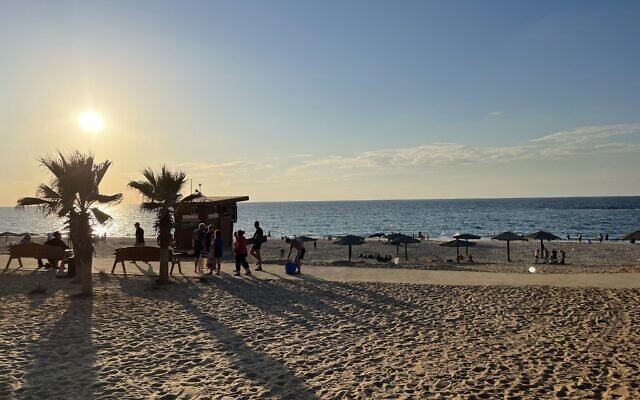 Israeli seen at Palmachim beach on November 1, 2022 (Carrie Keller-Lynn/Times of Israel)