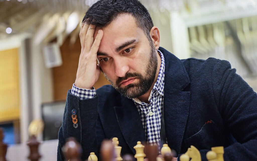 Igor Kovalenko plays at the World Teams Championship 2022 in Jerusalem. (Courtesy of FIDE/Mark Livshitz)