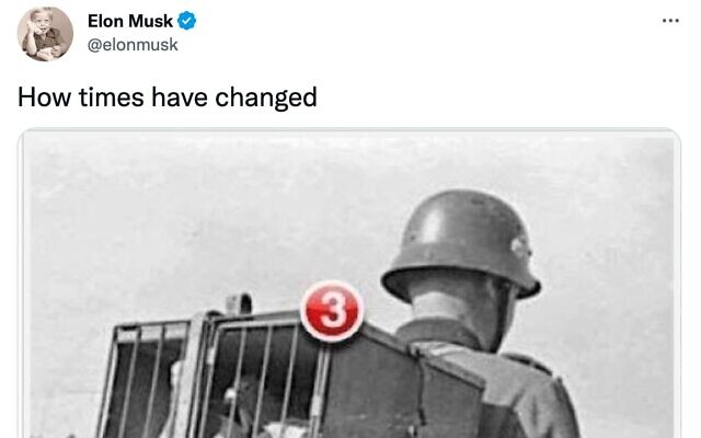A screen capture of a tweet by Twitter CEO Elon Musk on November 7, 2022. (Screen capture/Twitter)