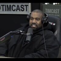 Screen capture from video of Kanye West during his appearance on the Timcast podcast, November 28, 2022. (Twitter. Used in accordance with Clause 27a of the Copyright Law)
