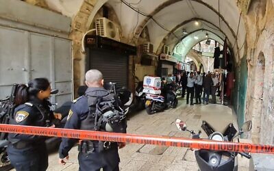 The scene of a stabbing attack in Jerusalem's Old City on November 3, 2022 (Zaka emergency service)