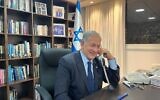Opposition leader Benjamin Netanyahu speaks to US President Joe Biden, from a Likud office in Tel Aviv on November 7, 2022. (Courtesy Likud)