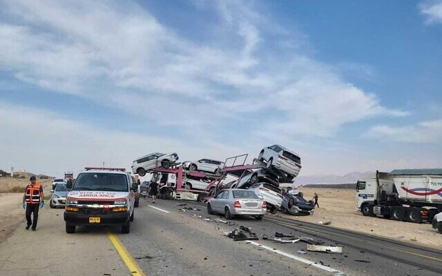 The scene of a deadly collision on route 90 on November 14, 2022. (Magen David Adom)