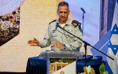 IDF Chief of Staff Aviv Kohavi speaks at Ben Gurion University, November 30, 2022 (Emanuel Fabian)