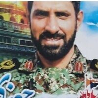 Image circulated on social media said to show IRGC Colonel Davoud Jafari, reportedly killed by a roadside bomb in Syria, November 22, 2022 (Courtesy)