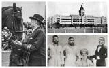 Clockwise from left: Victor Sassoon at a horse race in 1953 (Sassoon Papers and Photographs, DeGolyer Library, SMU/ Random House); A hospital built by David Sassoon for the city of Pune, circa 1855-1862. (Public domain); David Sassoon (seated) and his sons Elias David Sassoon, Albert Abdallah David Sassoon, and Sassoon David Sassoon. (Public domain)
