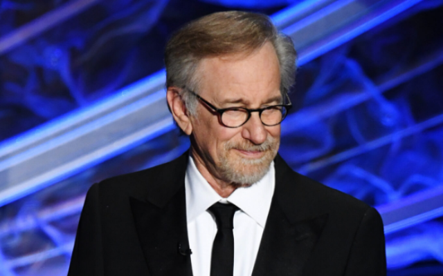 Director Steven Spielberg speaks at the Academy Awards in Hollywood, Feb. 9, 2020. (Kevin Winter/Getty Images via JTA)