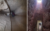 A combination of two pictures shows the tunnel discovered underneath Egypt's ancient Taposiris Magna Temple near Alexandria, November 2022 (Egypt's Tourism and Antiquities Ministry)