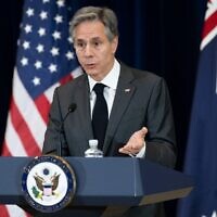 US Secretary of State Antony Blinken holds a press conference during the 32nd annual Australia - US Ministerial (AUSMIN) consultations at the State Department in Washington, DC, December 6, 2022. (SAUL LOEB / AFP)
