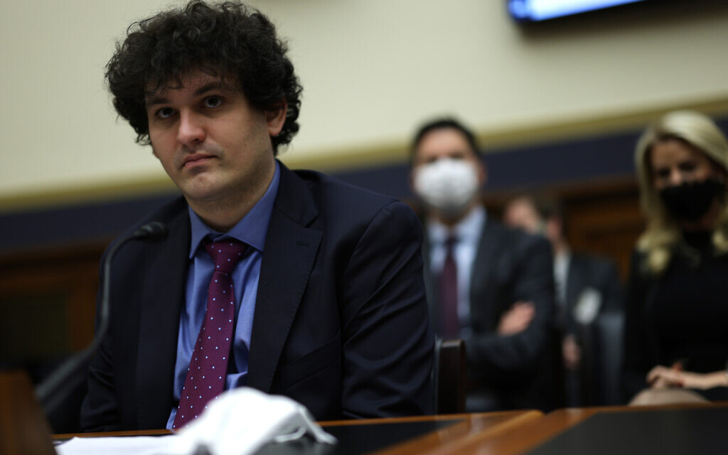 Sam Bankman-Fried testifies during a hearing before the House Financial Services Committee on Capitol Hill in Washington, DC, December 8, 2021. (Alex Wong/Getty Images via JTA)