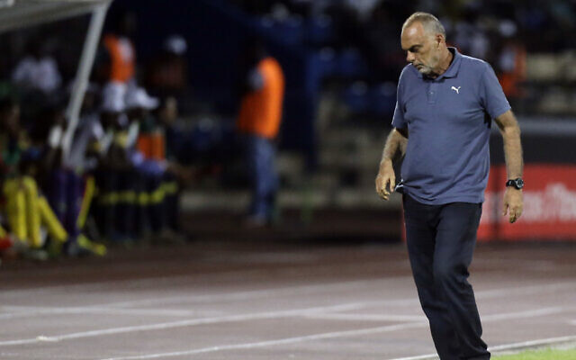 File: Then-Ghana head coach Israeli Avram Grant walks away after his team was defeated in the African Cup of Nations semifinal soccer match between Cameroon and Ghana at the Stade de Renovation, in Franceville, Gabon, Feb. 2, 2017. (Sunday Alamba/AP)