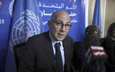 UN High Commissioner for Human Rights Volker Turk at a news conference in Khartoum, Sudan, November 16, 2022. (Marwan Ali/AP)