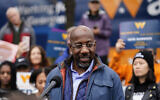 Democratic Sen. Raphael Warnock speaks during an election day canvass launch on Tuesday, Dec. 6, 2022, in Norcross, Ga. (AP/Brynn Anderson)