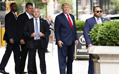 Former president Donald Trump departs Trump Tower, Wednesday, Aug. 10, 2022, in New York, on his way to the New York attorney general's office for a deposition in a civil investigation. (AP/Julia Nikhinson, File)