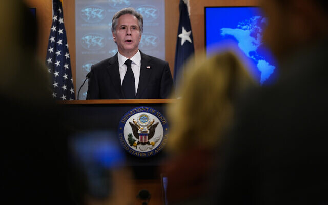 US Secretary of State Antony Blinken speaks during a news conference at the State Department in Washington Thursday, Dec. 22, 2022. (AP Photo/Carolyn Kaster)