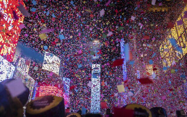 The Times Square New Year's Eve Ball drops during New Year's celebration in Times Square on Sunday, Jan. 1, 2023 in New York. (AP Photo/Stefan Jeremiah)