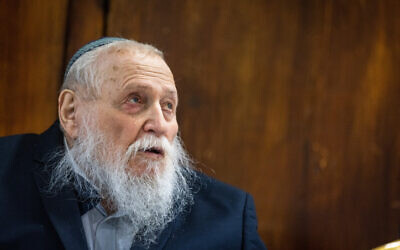 Rabbi Chaim Druckman during a press conference in Jerusalem on March 22, 2022. (Olivier Fitoussi/Flash90)
