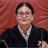 Supreme Court Chief Justice Esther Hayut attends a hearing in Jerusalem on December 1, 2022. (Yonatan Sindel/Flash90)